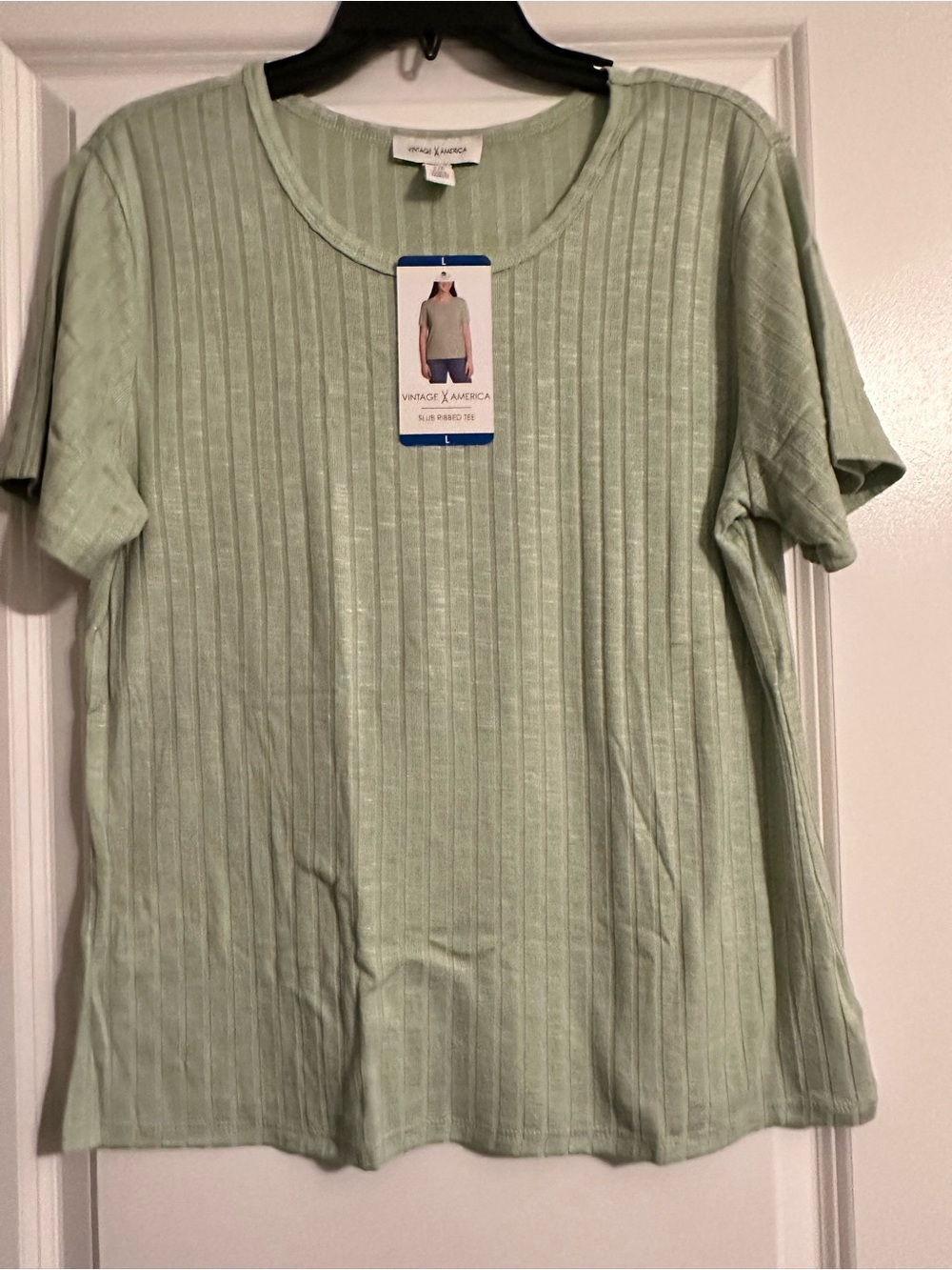 Vintage America Mint Green Ribbed Short Sleeve Tee